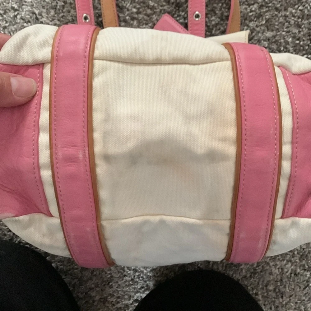 Vtg Coach Canvas cream with pink leather